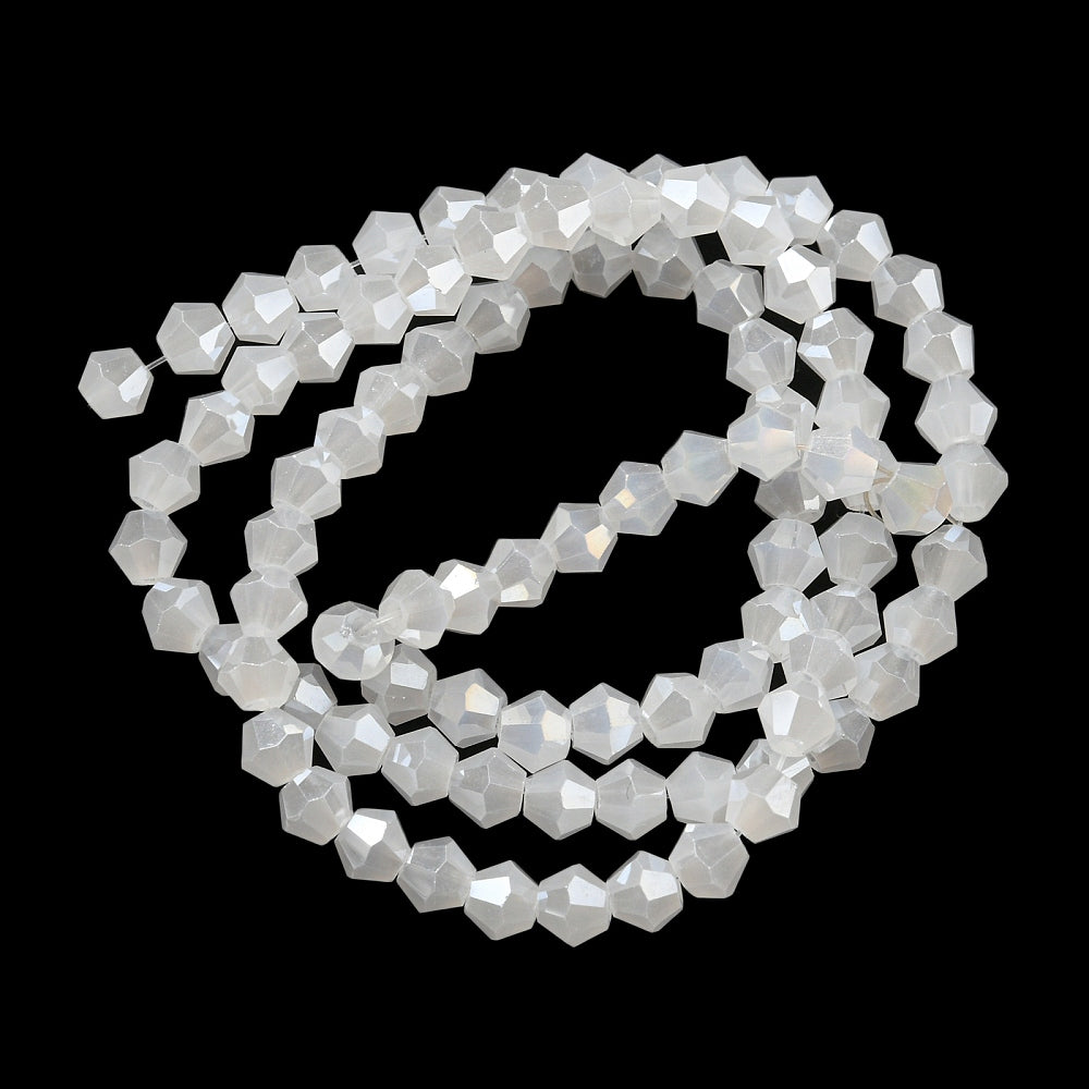 4mm Milky White Crystal Glass Bicones