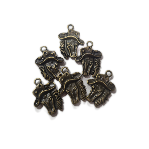 Bronze Horse with Cowboy Hat Charm Pendant
