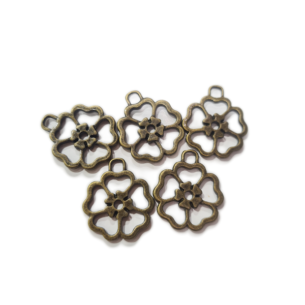 Bronze Flower Charm Pendant