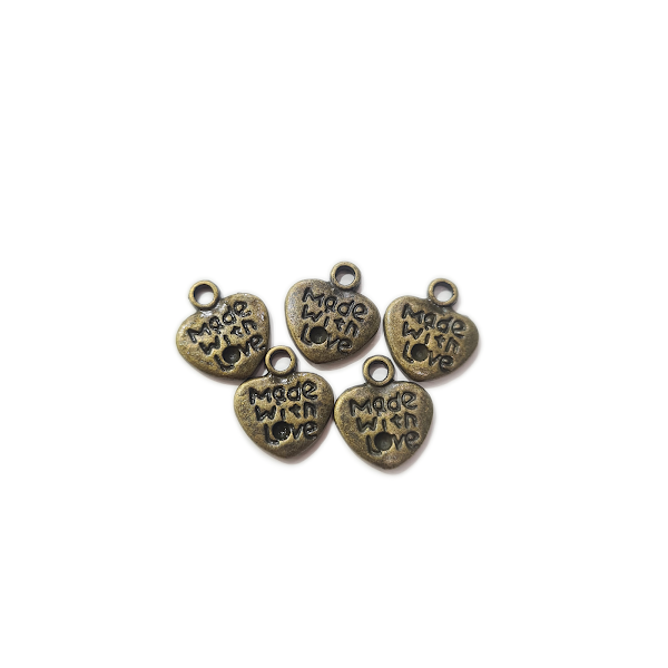 Bronze Made With Love Heart Charm