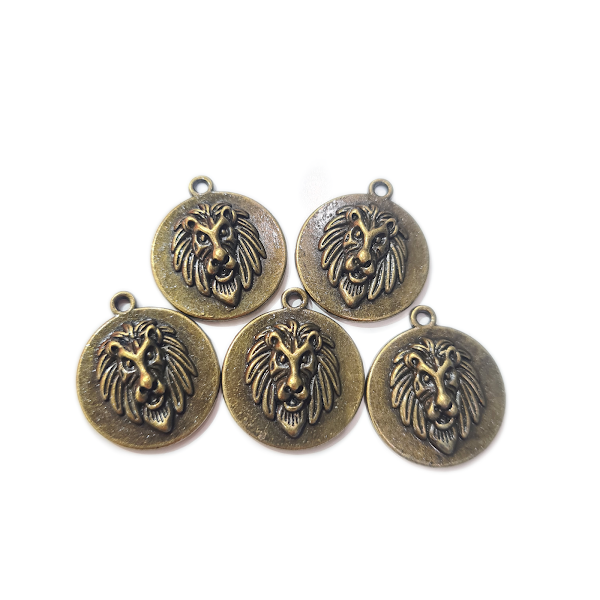 Bronze Lion Head Charm Pendant