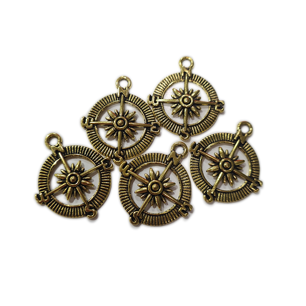 Gold Compass Charm Pendant
