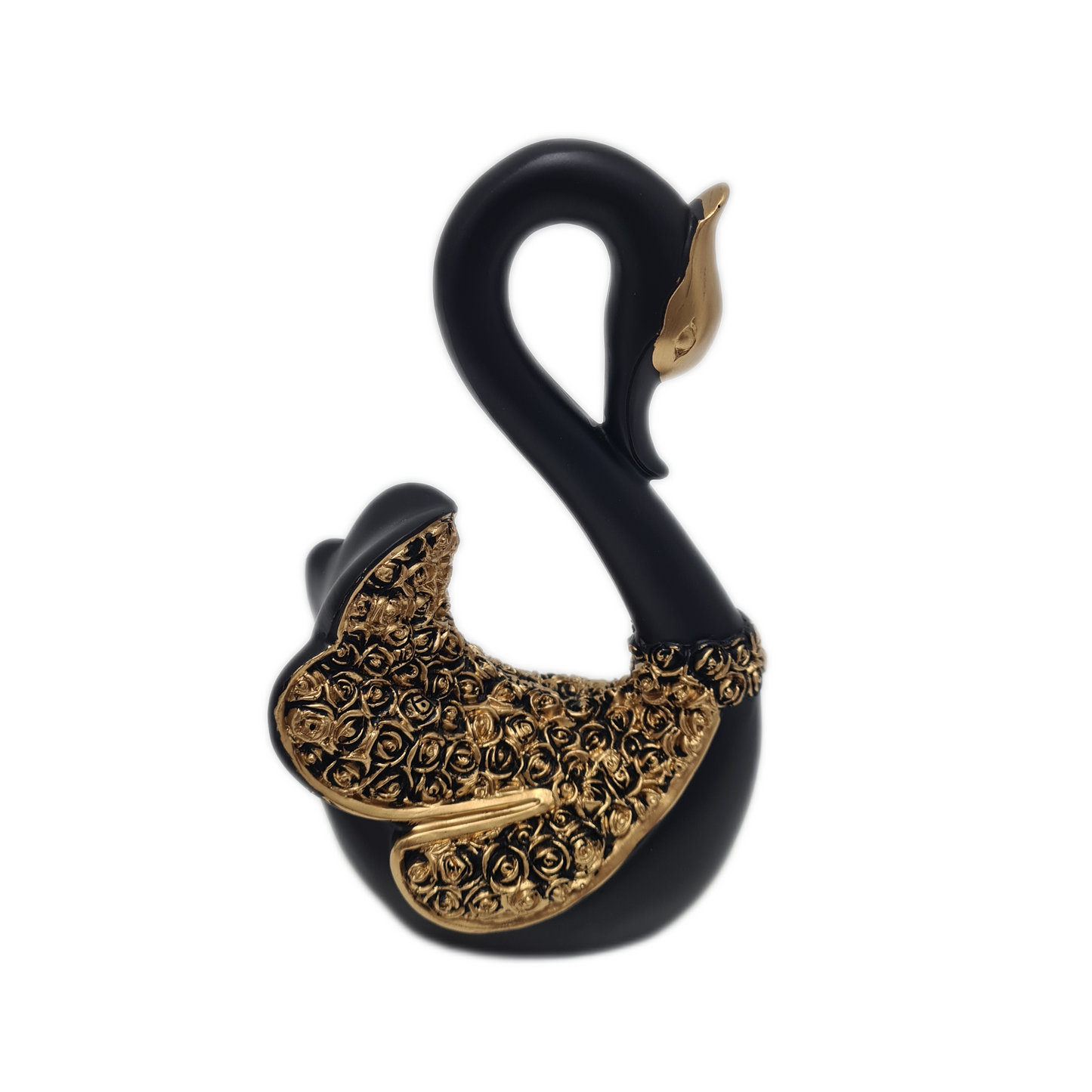 Black and Gold Resin Swan Pair