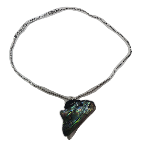 Chunk of Paua Shell Necklace With Silver Chain