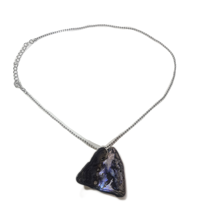 Paua Shell Necklace With Silver Chain