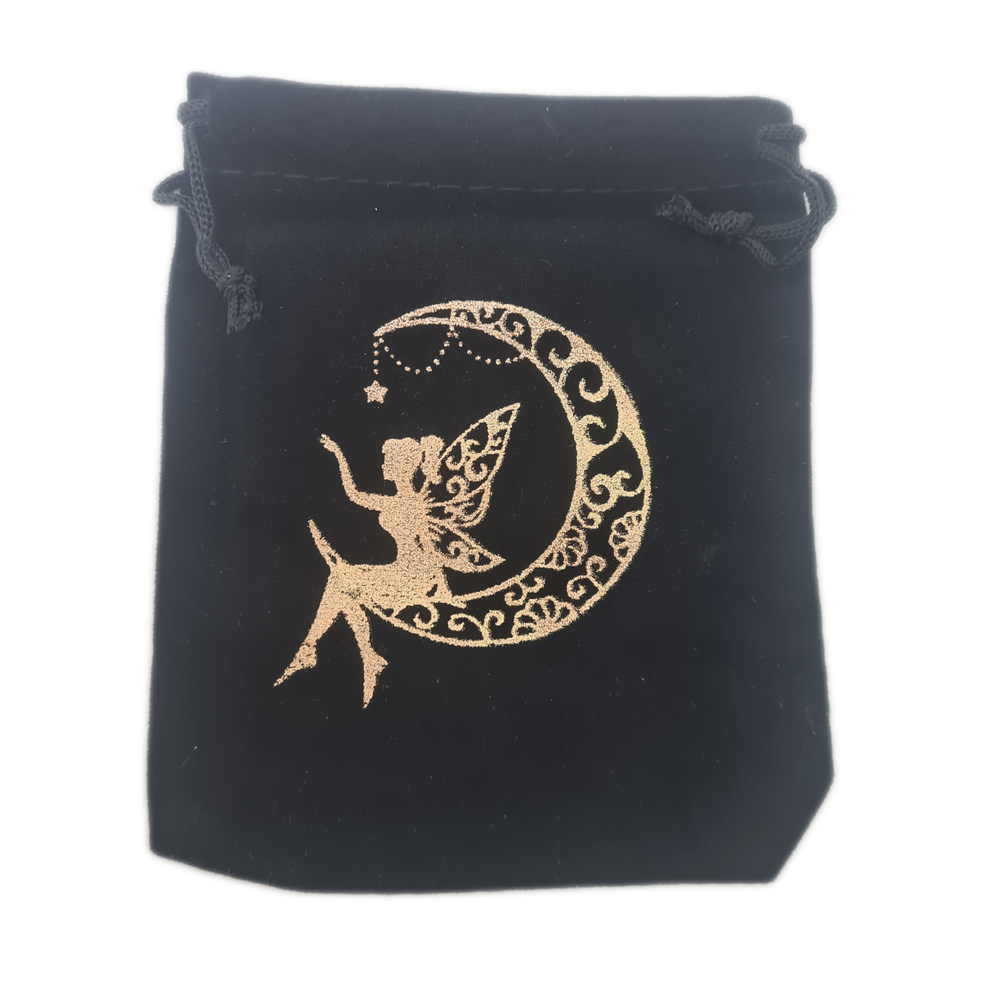 Fairy Sitting on Moon Velvet Drawstring Pouch