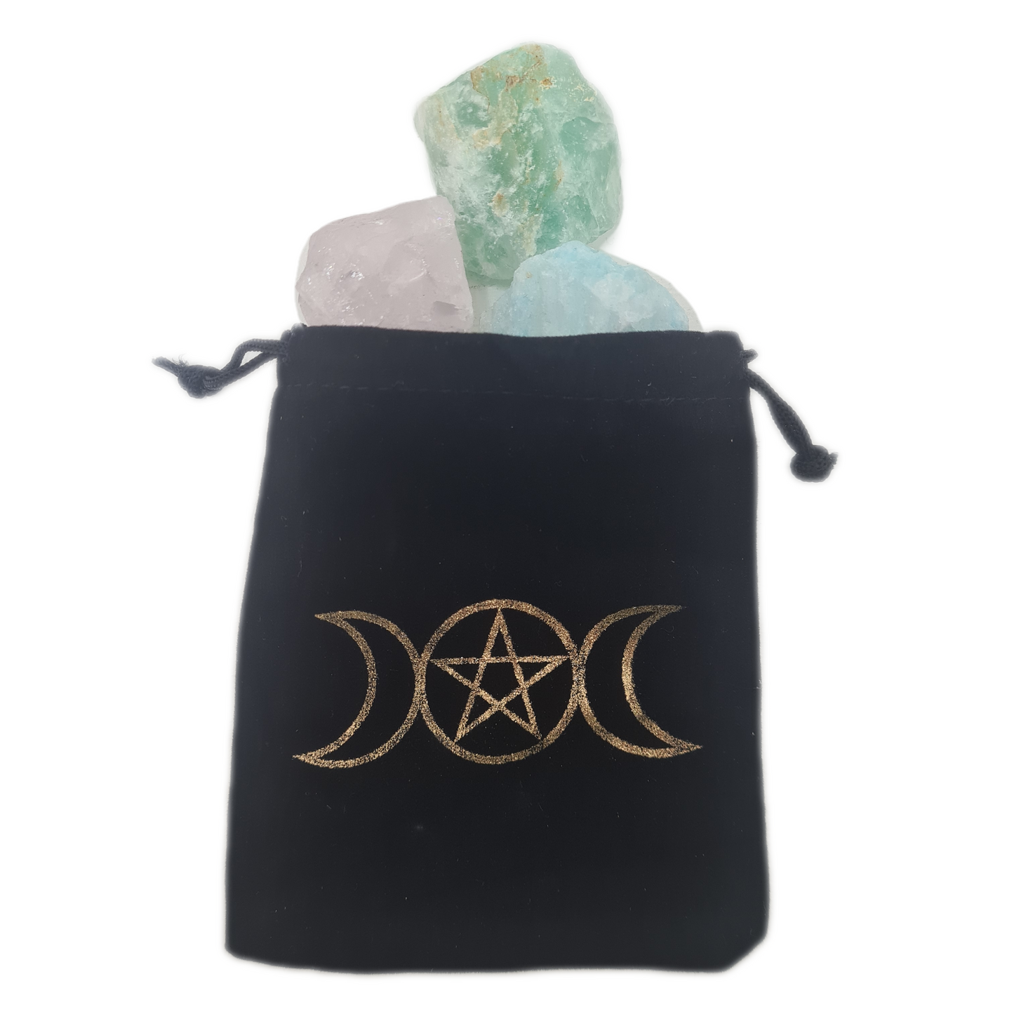 Triple Moon Pentacle Velvet Drawstring Pouch