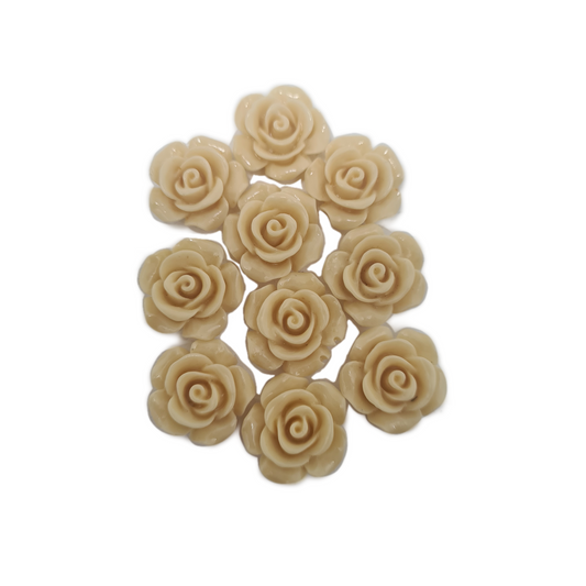 10pc Tan Resin Flower Cabochons