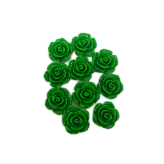 10pc Green Resin Flower Cabochons
