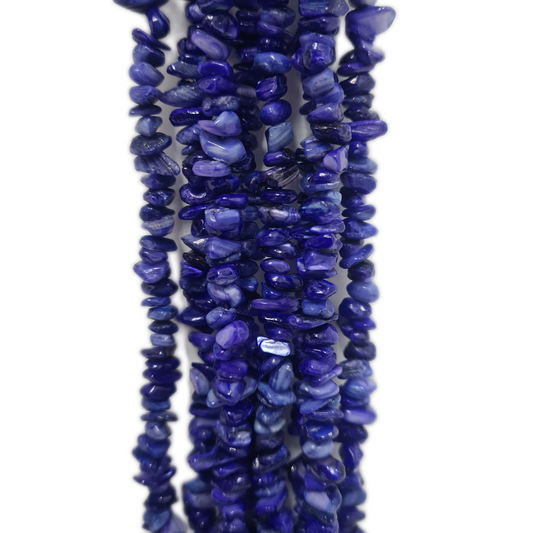 Blue Dyed Shell Chip Bead Strand
