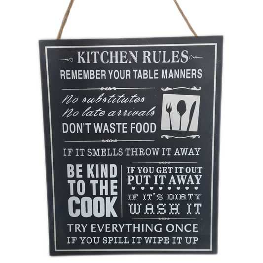 Kitchen Rules Sign Black