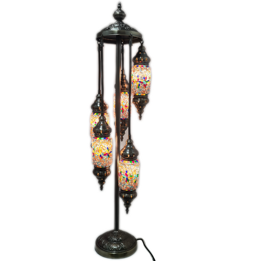 5 Globe Column Hanging Turkish Mosaic Lamp - TL33