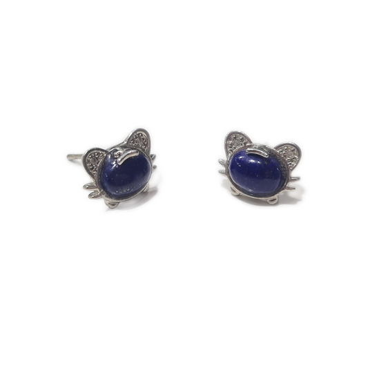 Lapis Lazuli Cat Stud Earrings