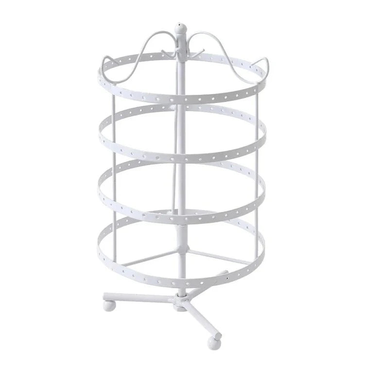 4 Tier White Rotating Earring Display Stand