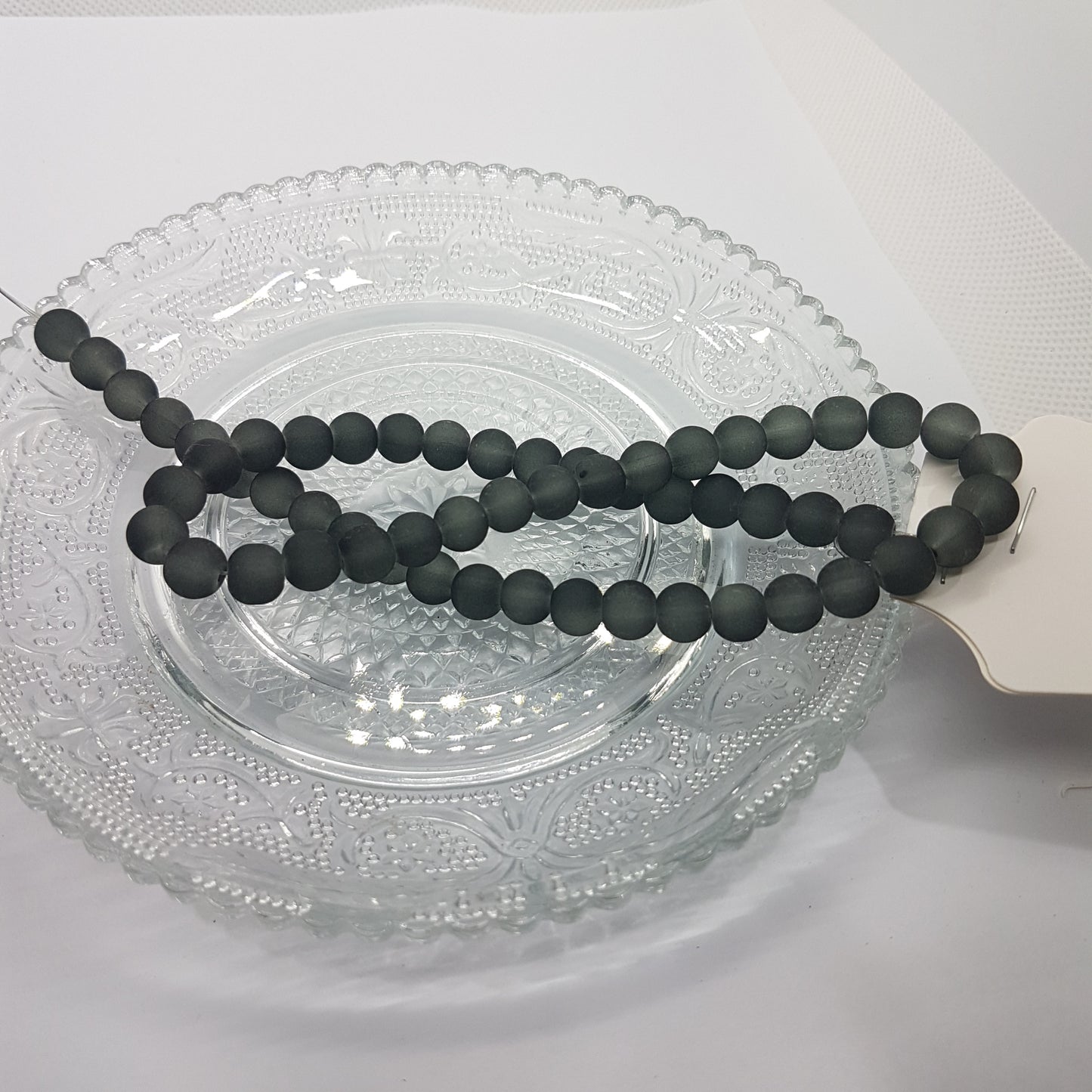 8mm Black Frosted Glass Beads