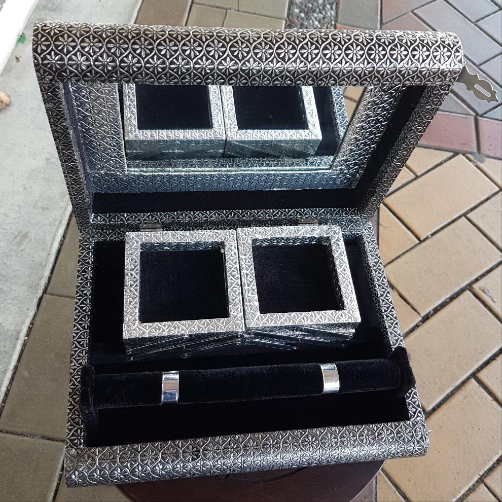Dark Silver Jewellery Box - Black Velvet