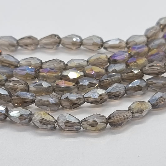 Tiny Grey Crystal Glass Drop Beads Approx 65pc