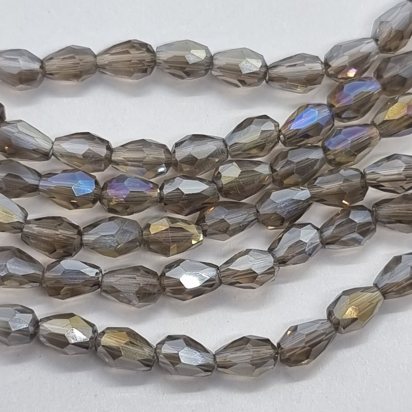 Tiny Grey Crystal Glass Drop Beads Approx 65pc