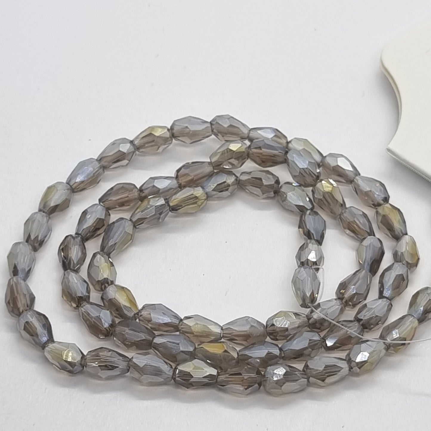 Tiny Grey Crystal Glass Drop Beads Approx 65pc