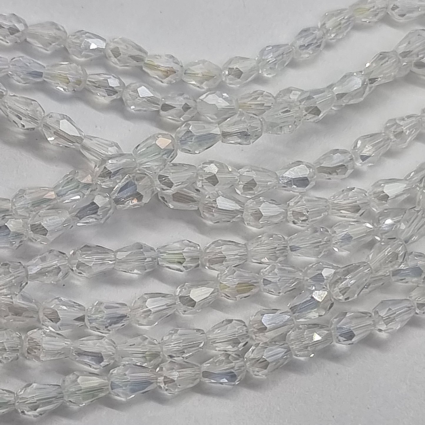 Tiny Clear Crystal Glass Drop Beads Approx 65pc