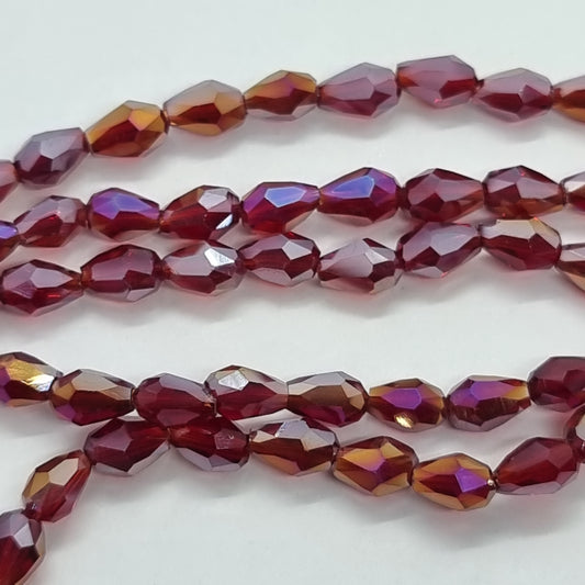 Tiny Red Crystal Glass Drop Beads Approx 65pc
