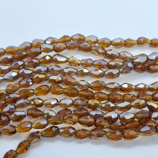 Dark Amber Crystal Glass Drop Beads Approx 65pc