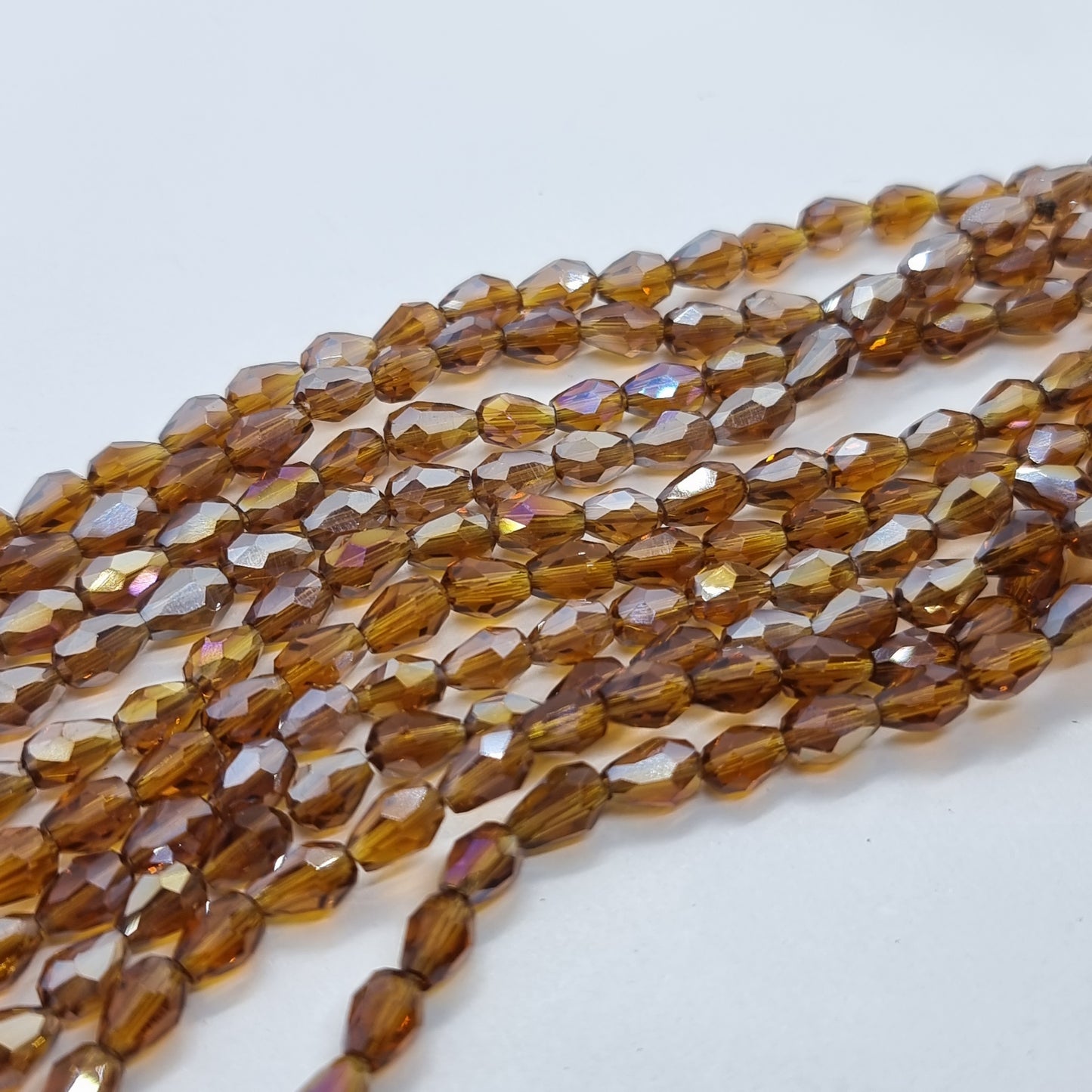 Dark Amber Crystal Glass Drop Beads Approx 65pc