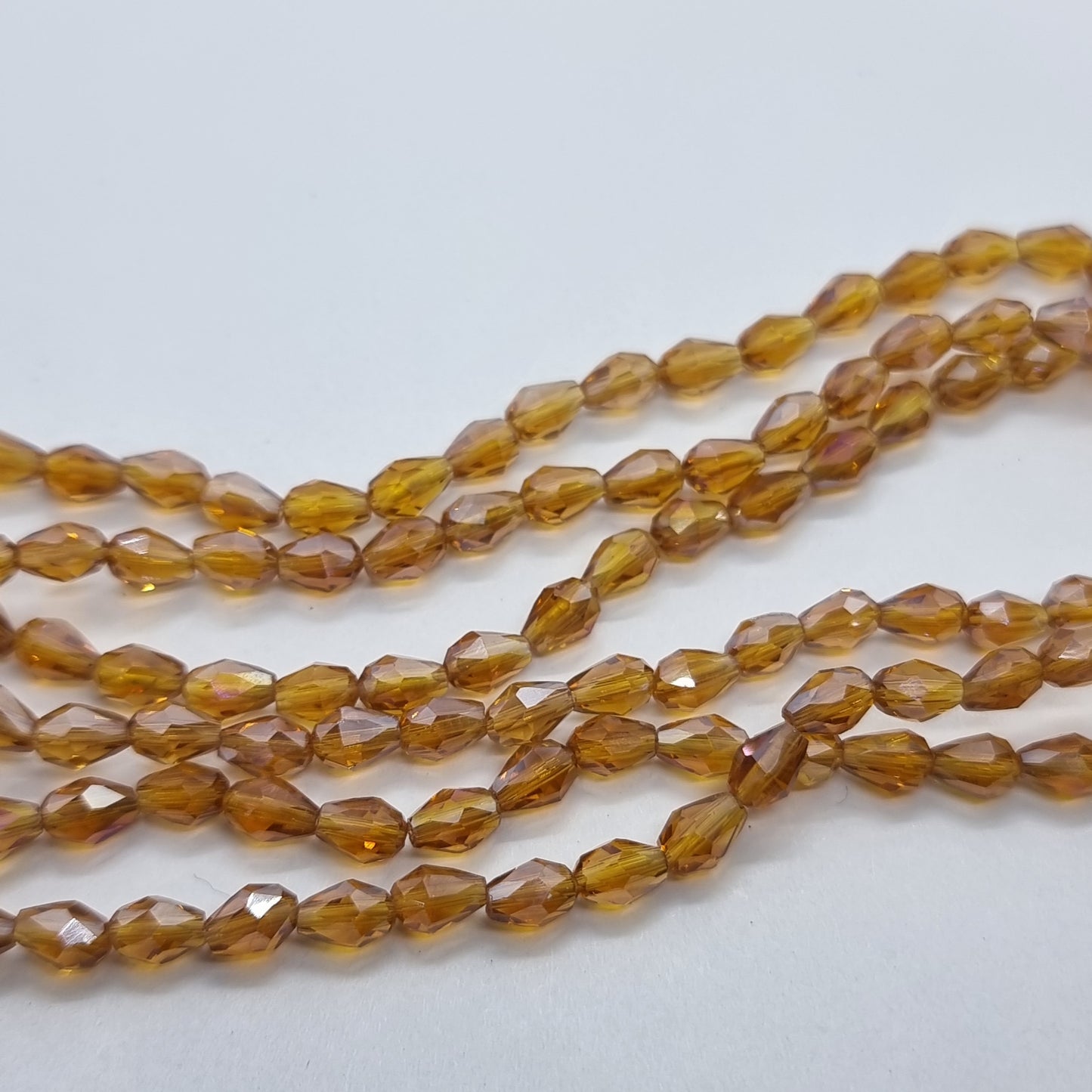 Tiny Amber Crystal Glass Drop Beads Approx 65pc