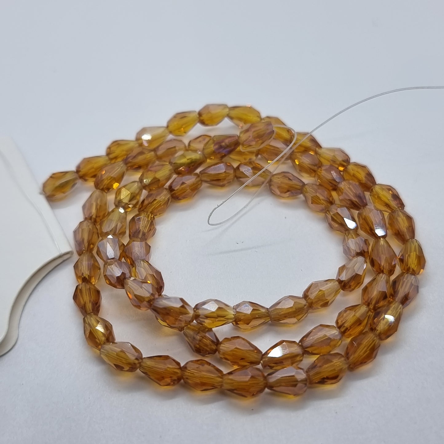 Tiny Amber Crystal Glass Drop Beads Approx 65pc