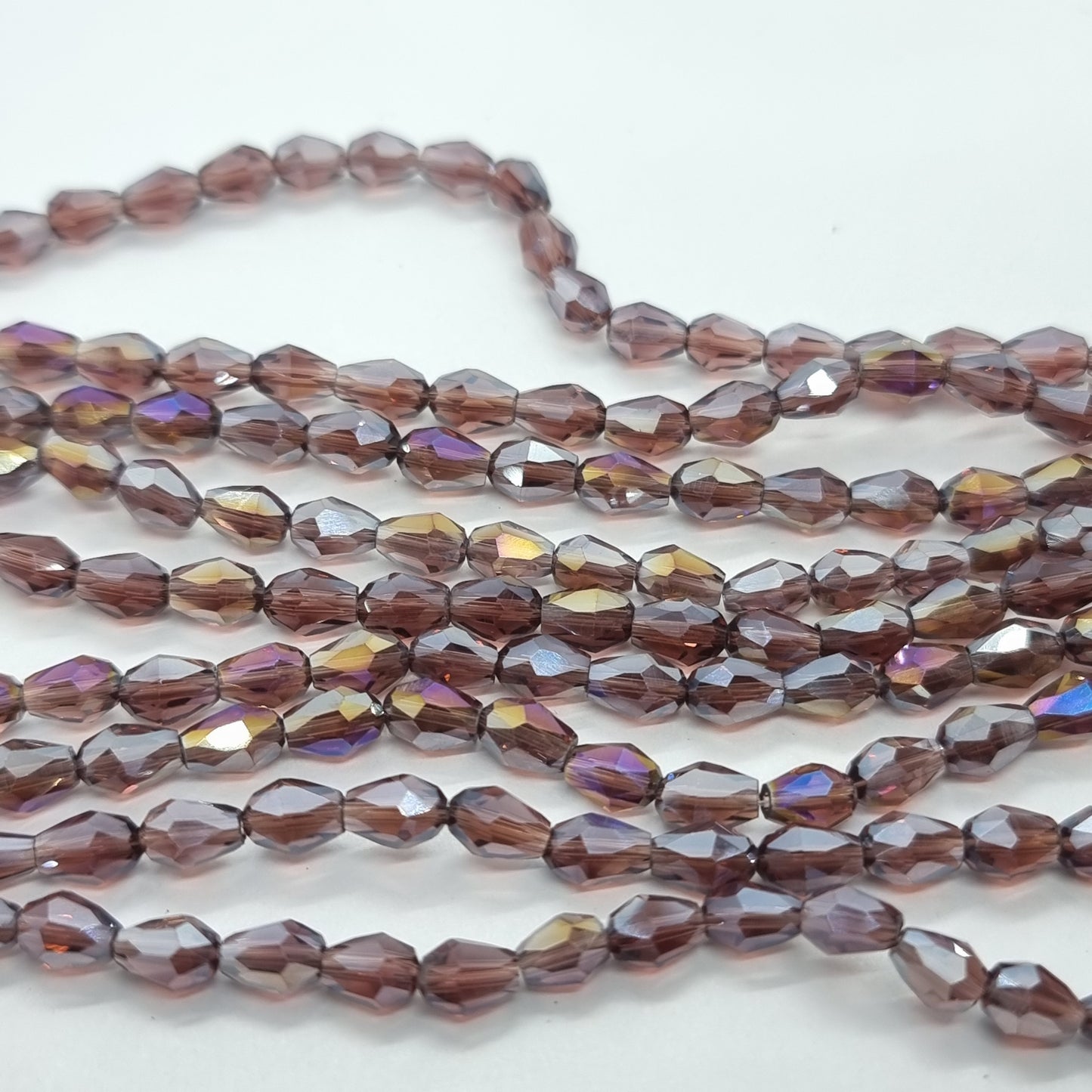 Tiny Purple Crystal Glass Drop Beads Approx 65pc