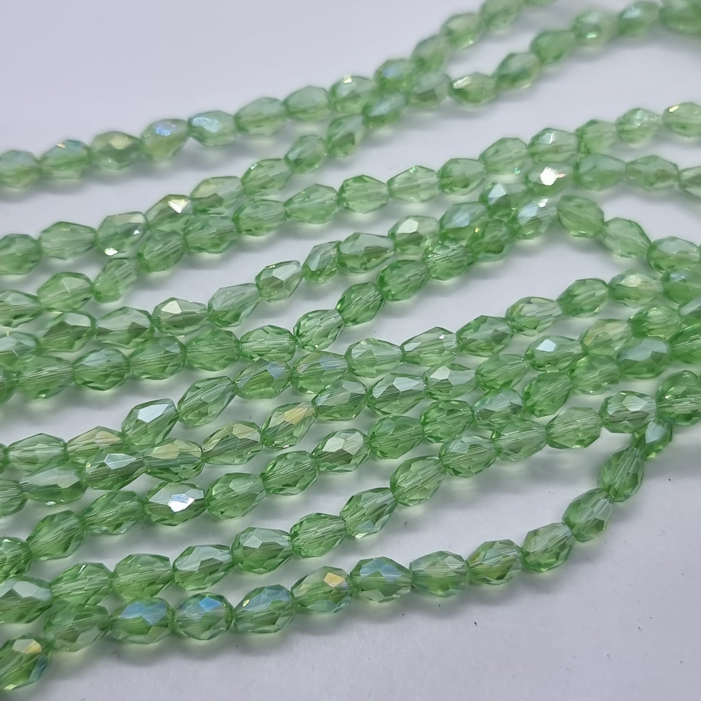 Light Green Crystal Glass Drop Beads Approx 65pc