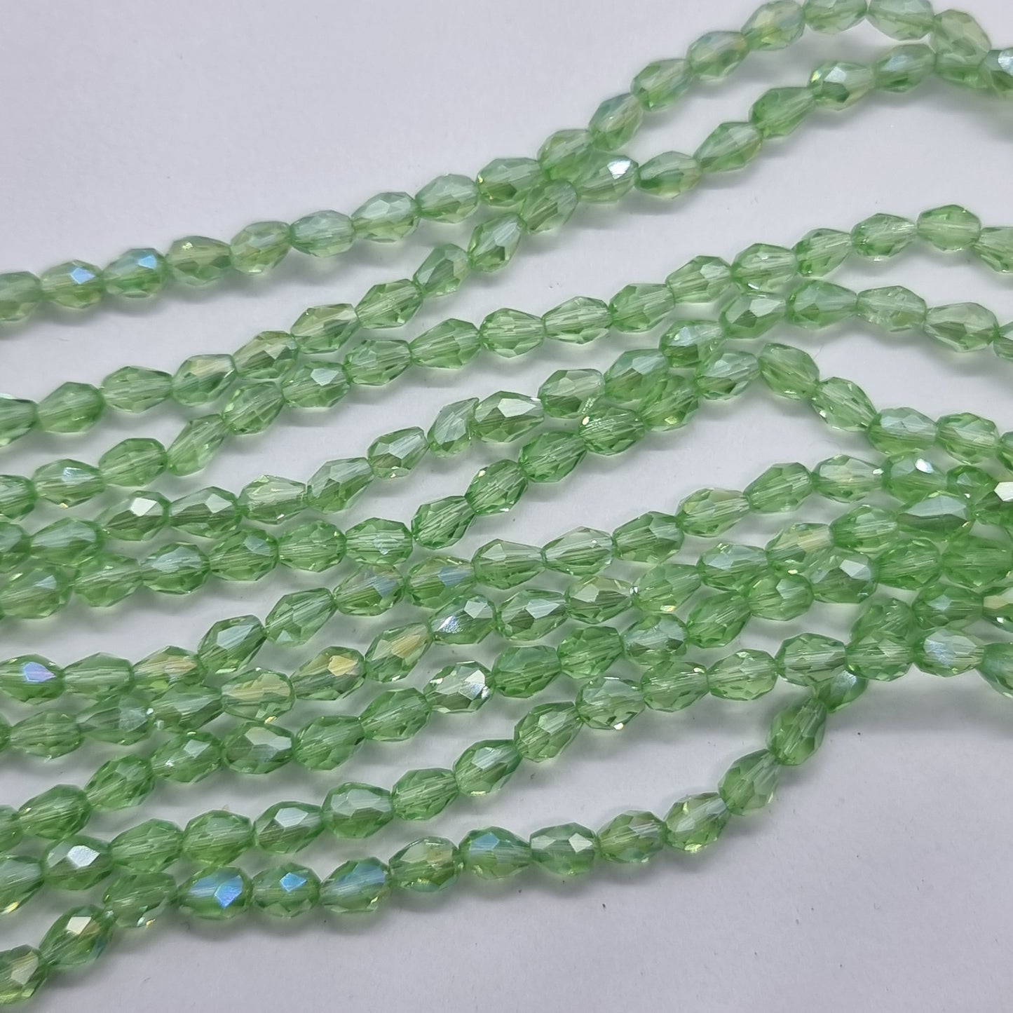 Light Green Crystal Glass Drop Beads Approx 65pc