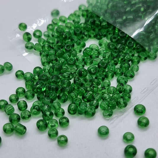 15g 2mm Green Transparent Seed Beads