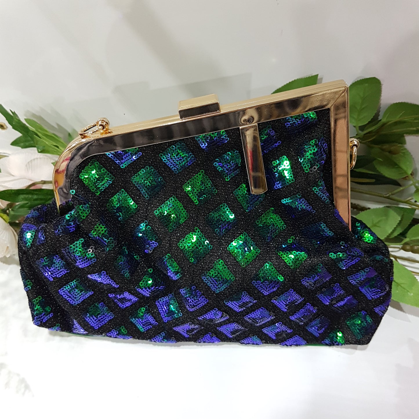 Green Glitter Sequin Clutch Purse