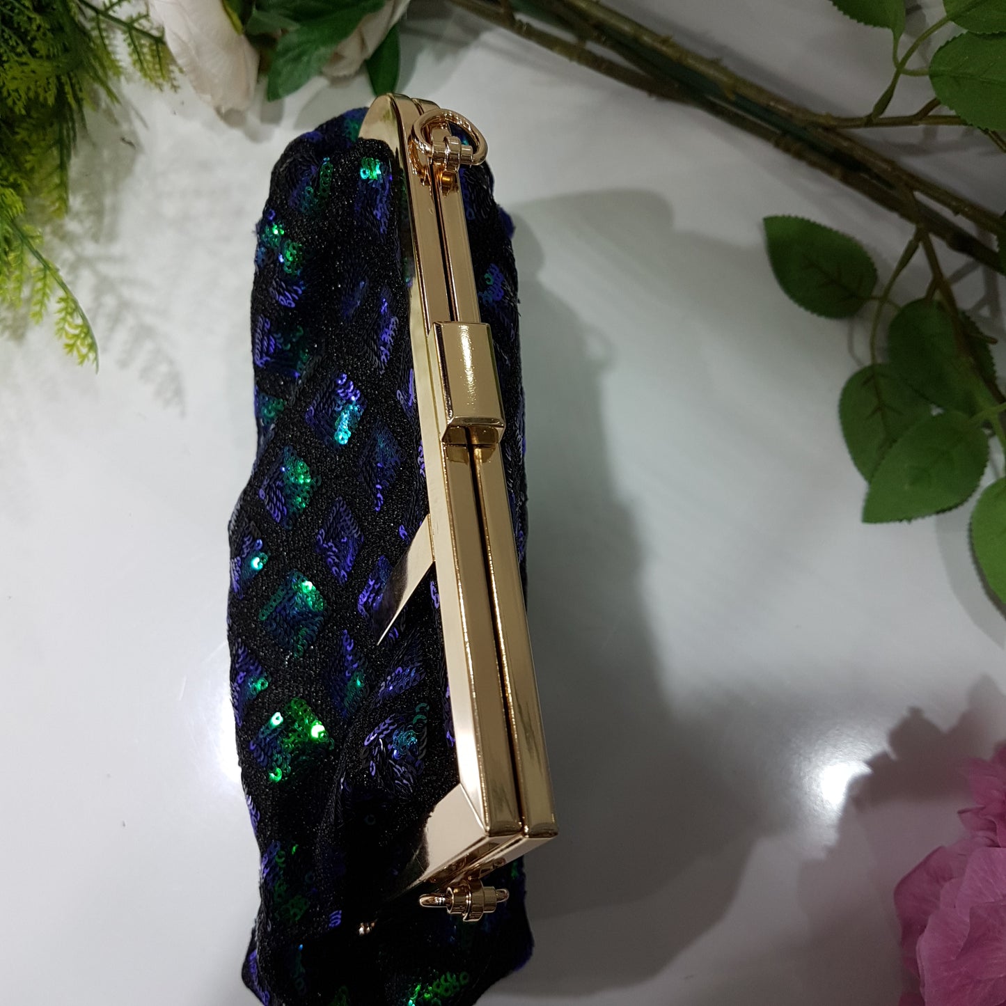 Green Glitter Sequin Clutch Purse