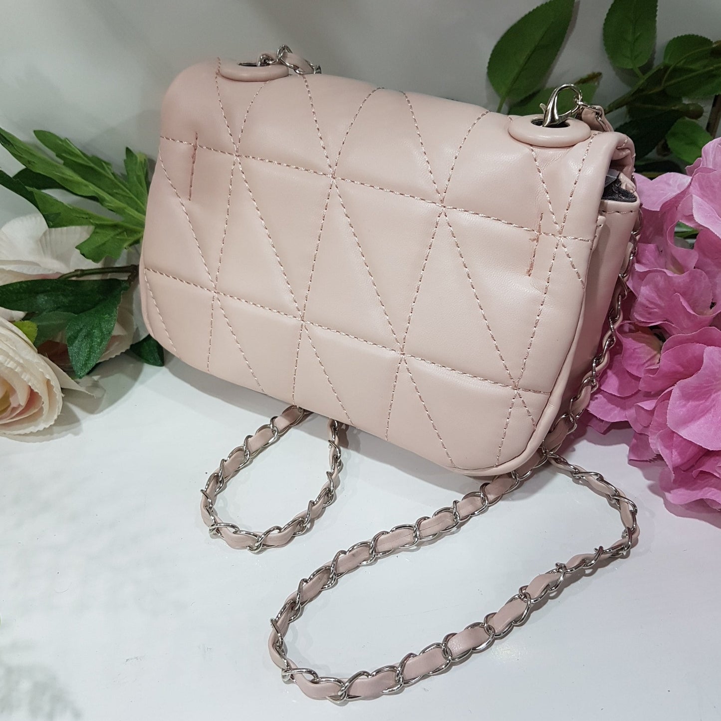 Small Pink Rhomboid Underarm Bag