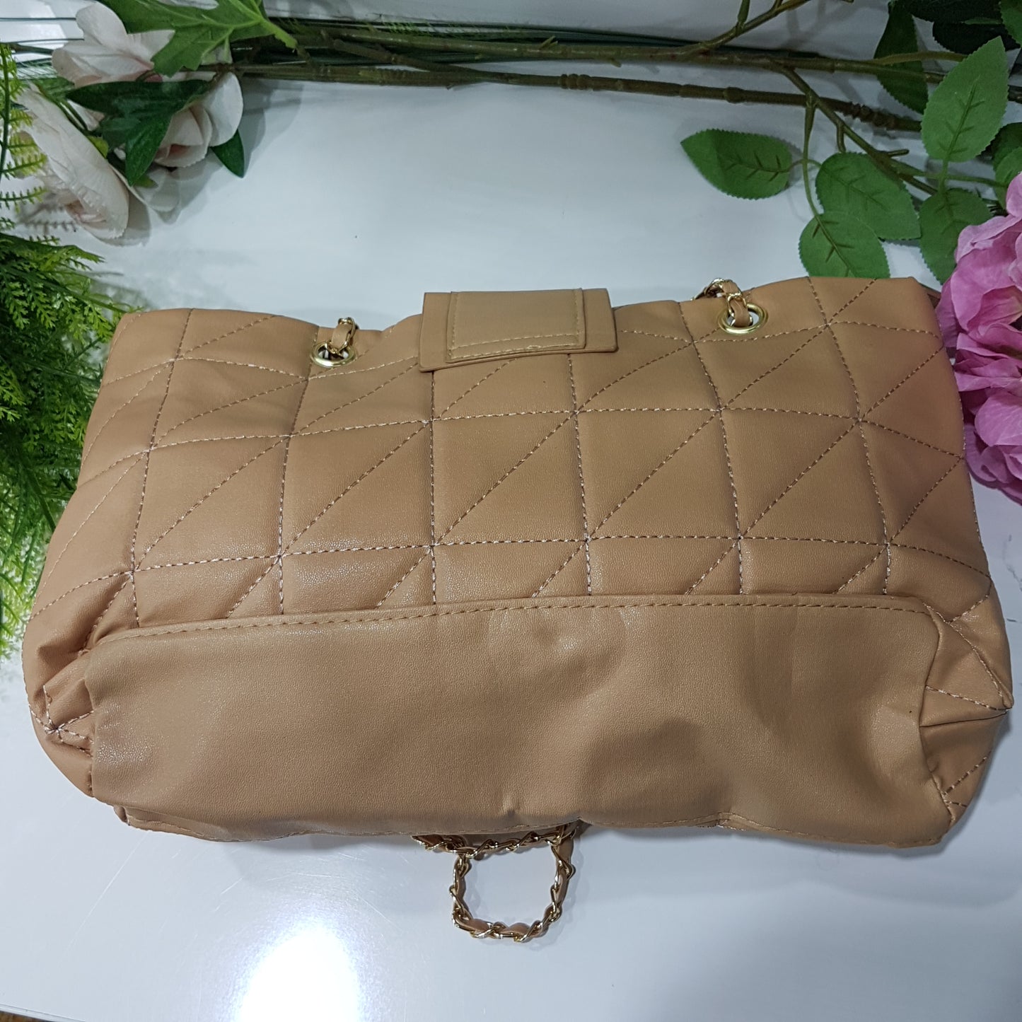 Light Brown Rhomboid Underarm Bag