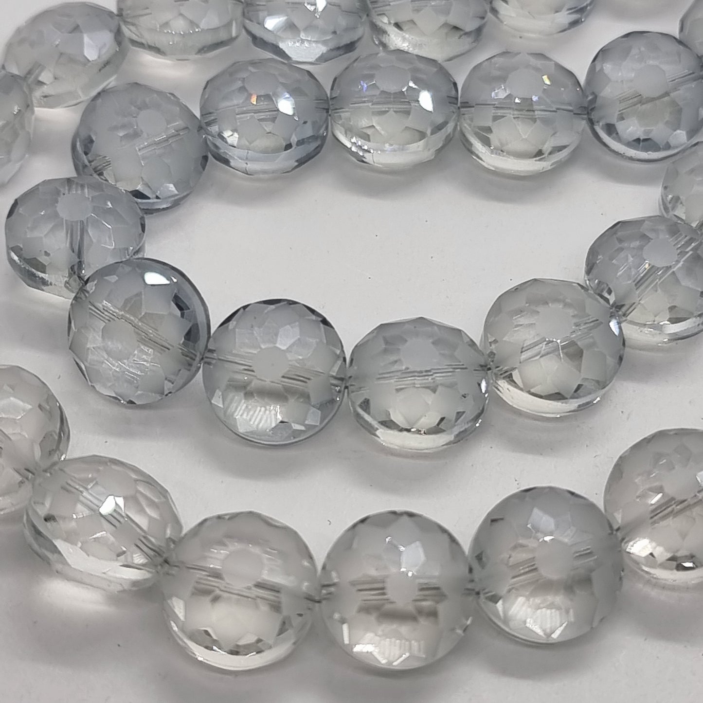 6pc Round Etched Crystal Glass Beads