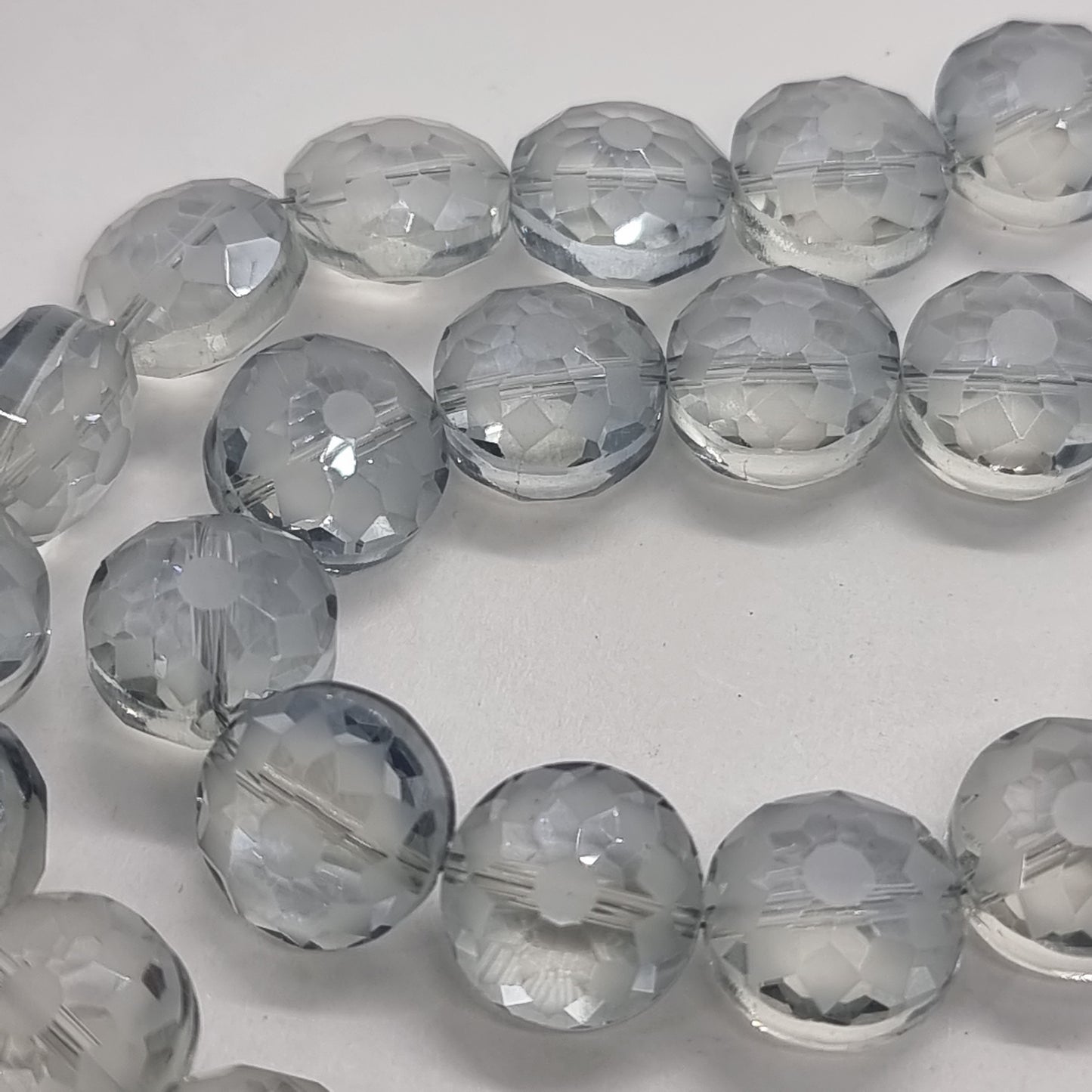 6pc Round Etched Crystal Glass Beads