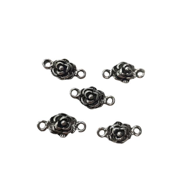 Silver Rose Charm With Link Connector
