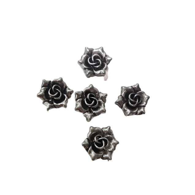 Dark Silver Flower Charm