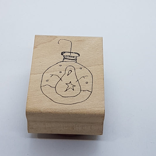 Snow Globe  Wooden Rubber Stamp