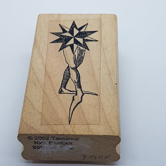 Star Wooden Rubber Stamp
