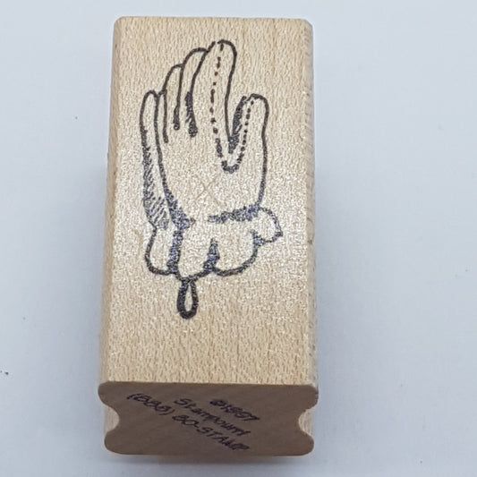 Gloves Wooden Rubber Stamp