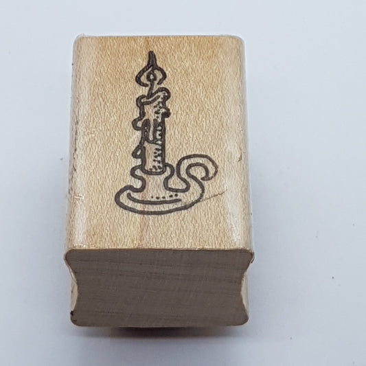 Candlestick Wooden Rubber Stamp