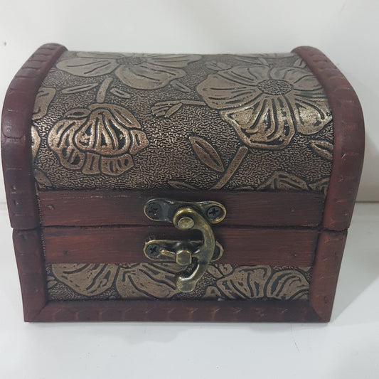 8cm Treasure Box With Dark Gold Flowers