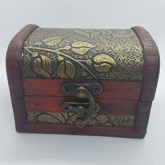 7cm Treasure Box Dark Gold & Black Flowers