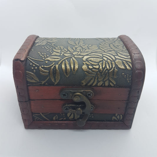 7cm Treasure Box Dark Gold Flowers & Berries
