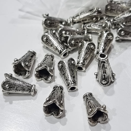 20pc Antique Silver Bead Cones