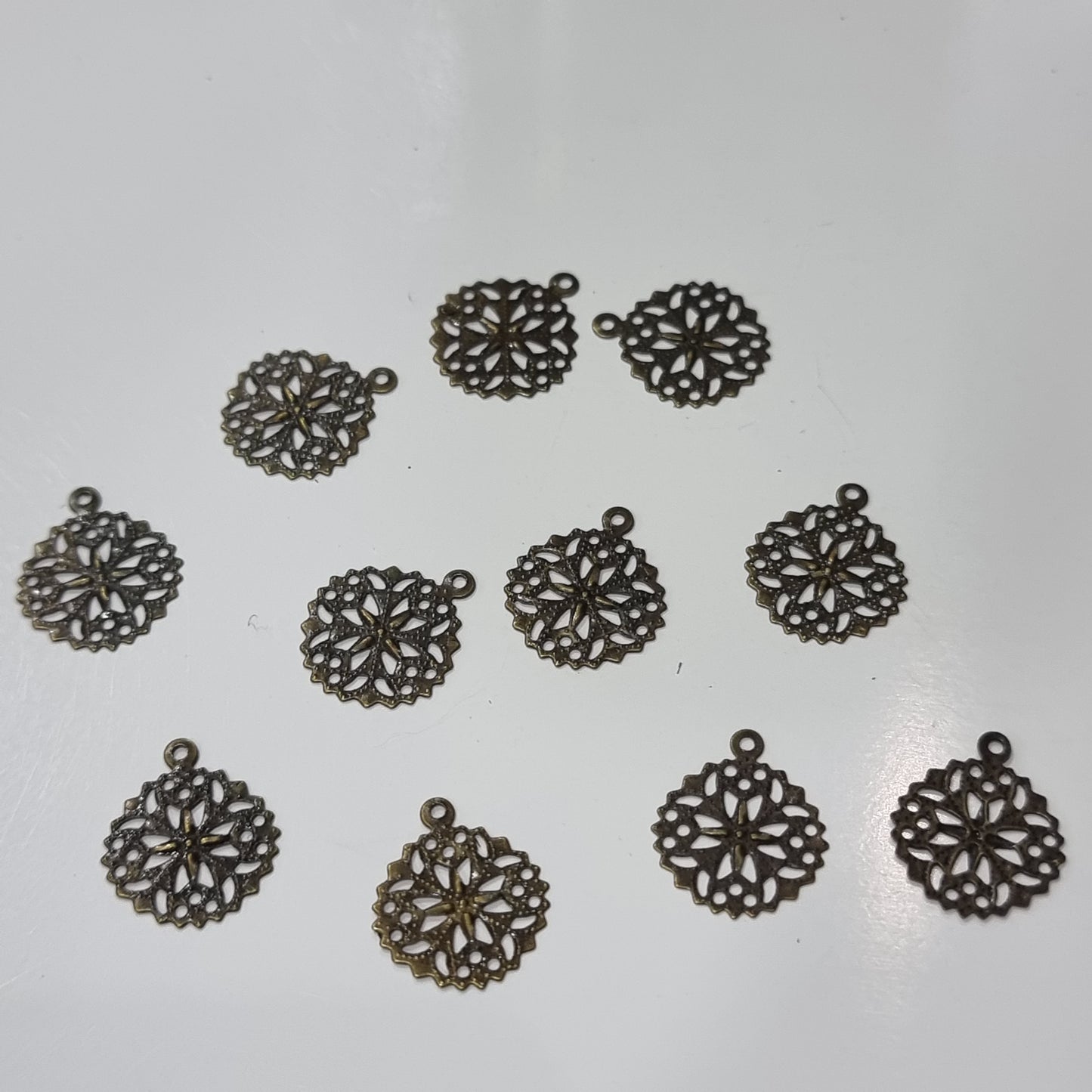 20pc Antique Bronze Filigree Drops